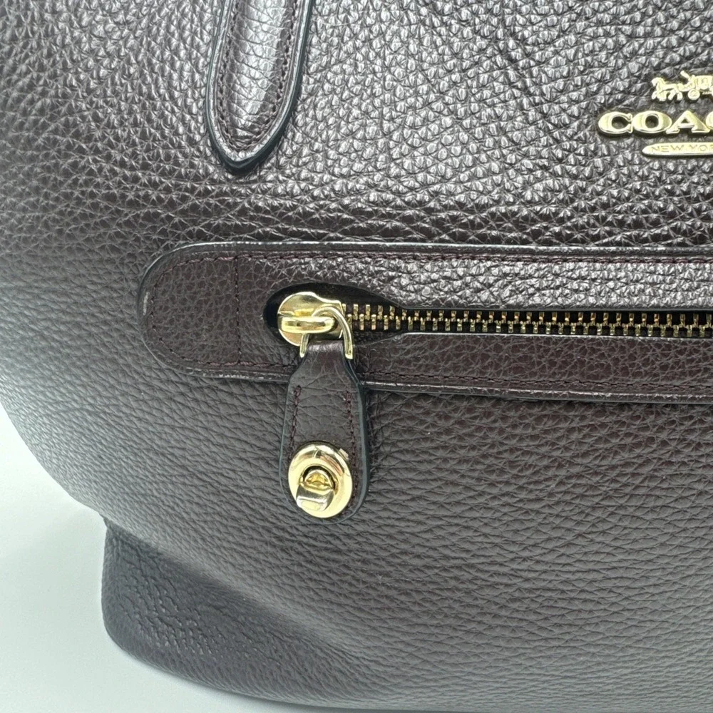 Coach Taylor Pebbled Leather Tote Bag Purse Brown-See‎ Photos 10Hx11W